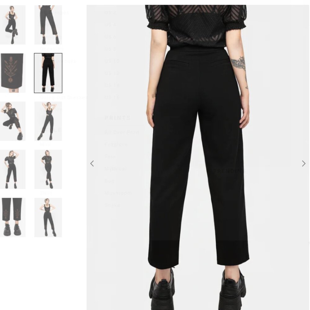 Disturbia Black Trousers with Embroidered Floral Detail - Picture 7 of 7